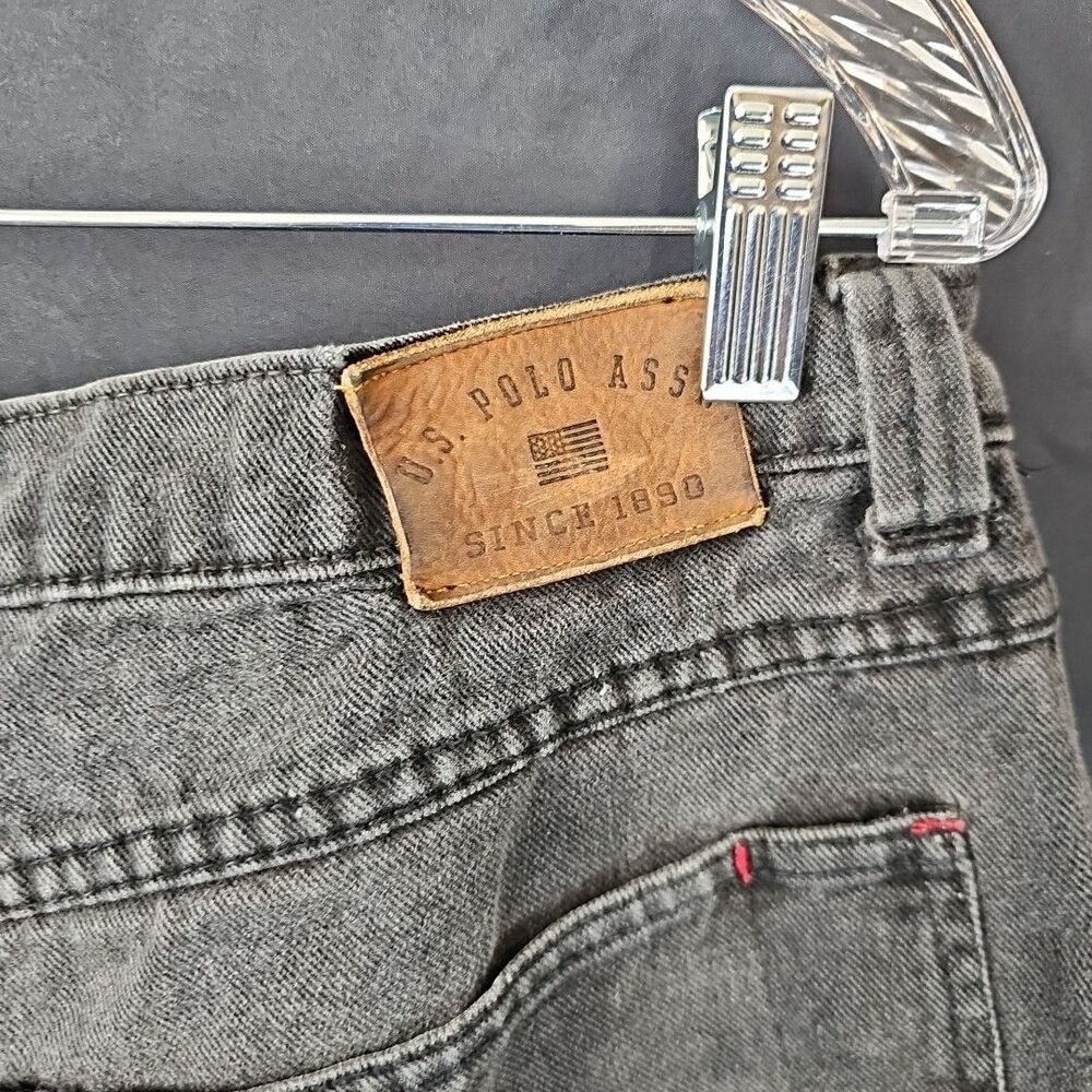 Men's Vintage US Polo Assn Black Denim Carpenter Jean Shorts Size 36 Distressed - Picture 7 of 9
